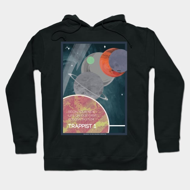 Trappist 1 Colony Vintage Space Poster Hoodie by Walford-Designs